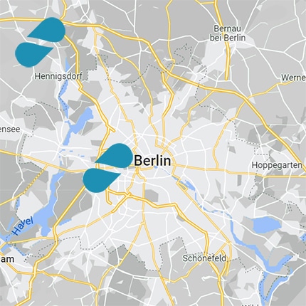 Berlin Karte zeigt Abacus Medicine Standorte
