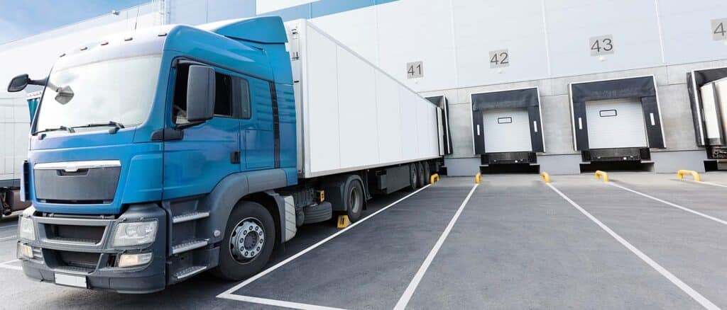 Blue and white truck ready to transport medicines around Europe